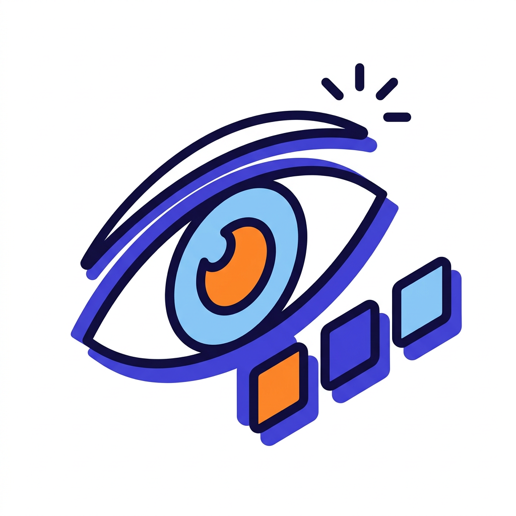 Illustration of an eye next to three colour swatches